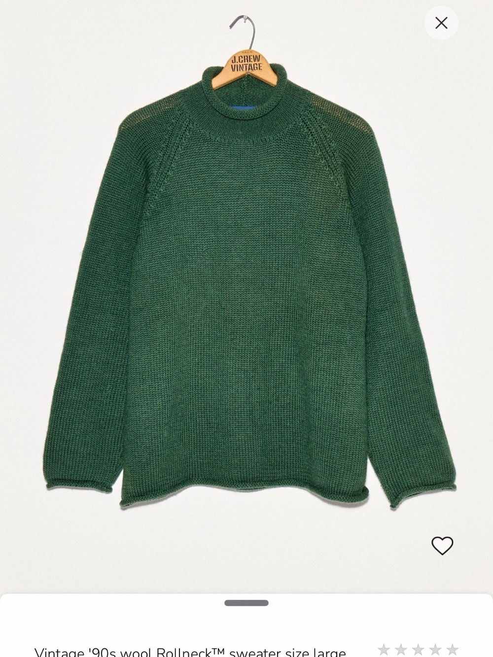 J. Crew Dark Green Vintage Rollneck Sweater